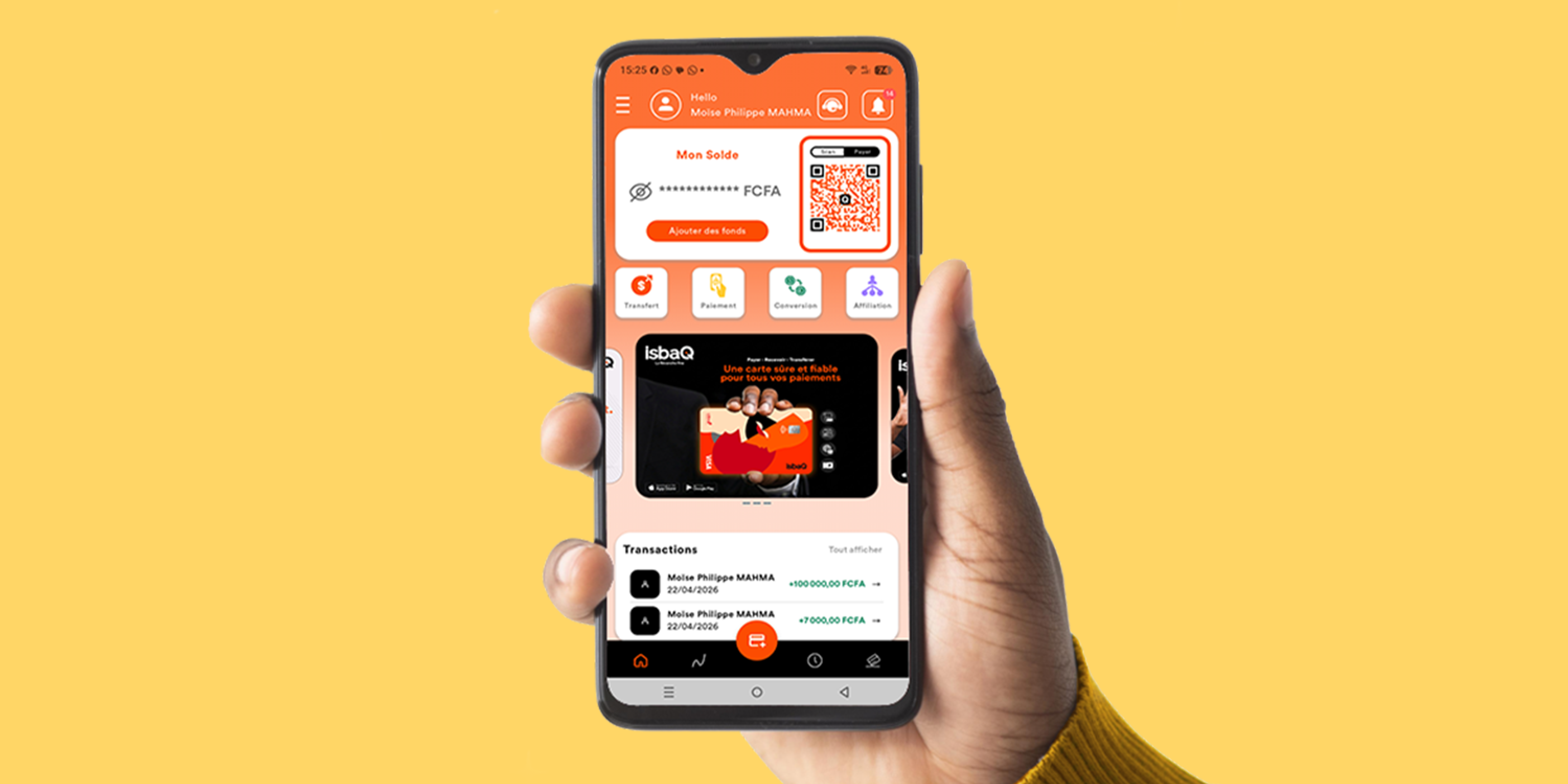 Application isbaQ sur smartphone